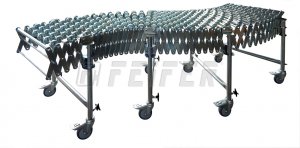 DH500 conveyor - 5 steel skate wheels, extensible 1,16 - 4,24m