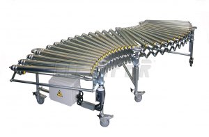 DH - driven extensible roller conveyor 800mm, track=2250-4950 mm